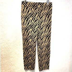 Talbots Chatham Ankle Women’s Size 14 Tan/Black Striped Pants Slacks Zebra Print